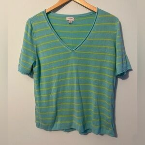 J Crew Lightweight Striped Sweater Tee Linen Blend Medium